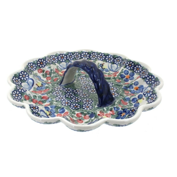 Blue Rose Polish Pottery Butterfly Egg Cup Set